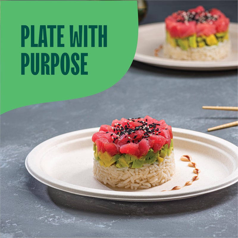 Stack Man 100% Compostable Oval Paper Plates [50-Pack] - {PFAS-Free} - {BPI Certified} - [10 Inch] Heavy Duty, Eco-Friendly, Biodegradable Bagasse Dinner Platters - Natural Brown 10" Oval Plates by Stack Man - Image 3